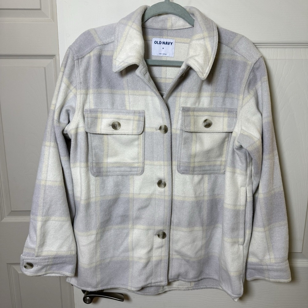 OLD NAVY Shacket Jacket Womens M Button Down Flannel Long Sleeve Plaid‎ Soft